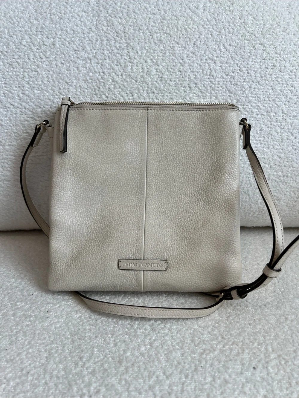 Vince Camuto Cream Leather Crossbody Bag - Minimal Womens Shoulder Bag